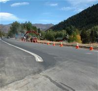 Street lined with construction cones