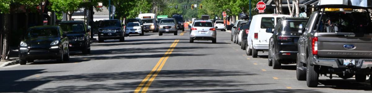 Cars parked on Sun Valley Road